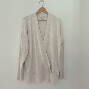 Athleta Purana V-Neck Wrap Sweatshirt, toasted brown heather, size M